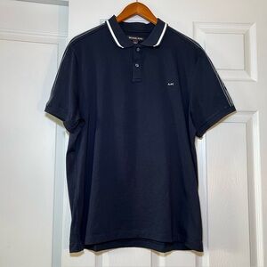 Michael Kors Logo Tape Short Sleeve Polo - Navy Blue